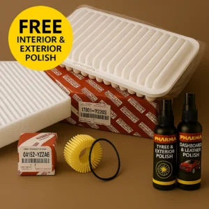 Imported Original Toyota Corolla Altis Air, Oil & Cabin Filter Bundle – Free Interior & Exterior Polish Included